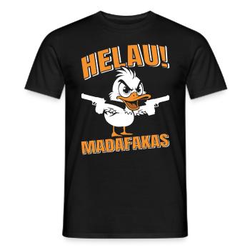 Kölner Karneval HELAU MADAFAKAS Lustiges Enten - Männer T-Shirt - Schwarz - Vorne - AI Model Male 178 light (178cm)