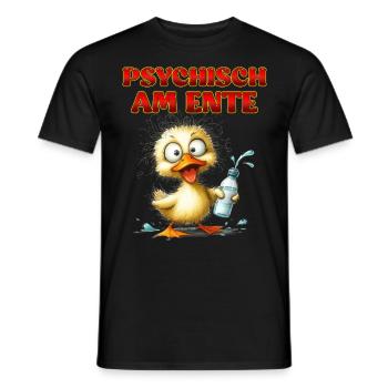 Entenkostüm PSYCHISCH AM ENTE Lustiges Karenval - Männer T-Shirt - Schwarz - Vorne - AI Model Male 178 light (178cm)