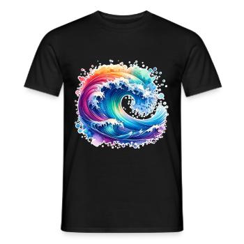 Wave - Men's T-Shirt - black - Front - AI Model Male 178 light (178cm)