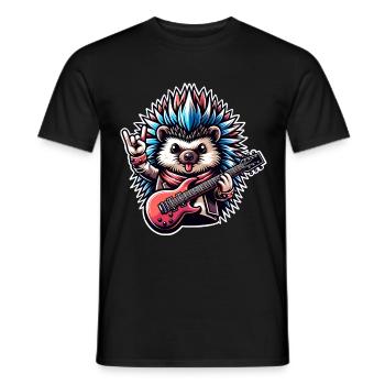 Igel Rock and Roll Gitarrist - Männer T-Shirt - Schwarz - Vorne - AI Model Male 178 light (178cm)