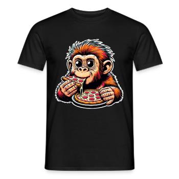 Pizza néandertalienne - T-shirt homme - noir - Devant - AI Model Male 178 light (178cm)