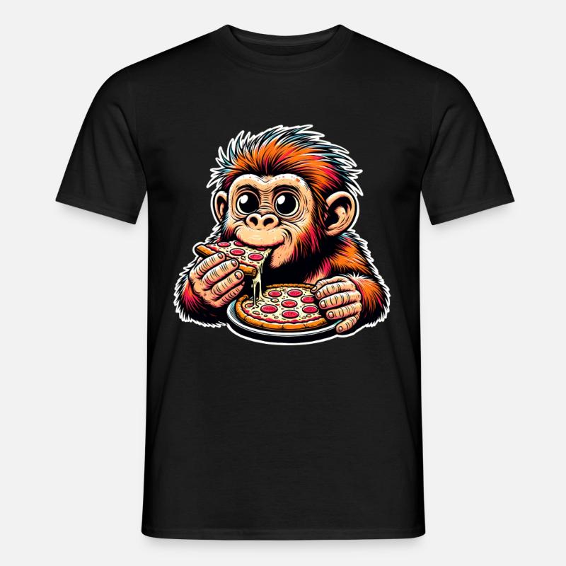 Neandertaler Pizza - Männer T-Shirt - Schwarz