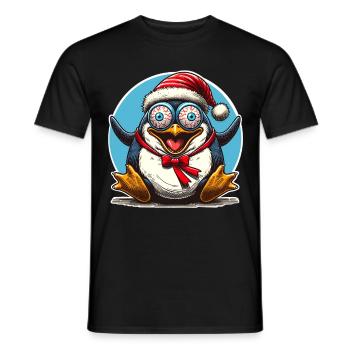pingouin de Noël fou - T-shirt homme - noir - Devant - AI Model Male 178 light (178cm)