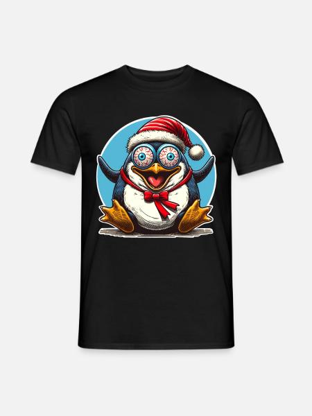 crazy Christmas penguin - Men's T-Shirt - black