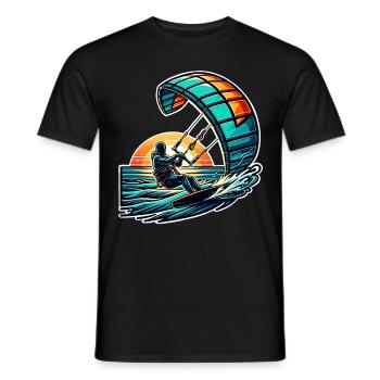 Kitesurfing Kitesurfer Kiteboard - T-shirt herr - svart - Fram - AI Model Male 178 light (178cm)