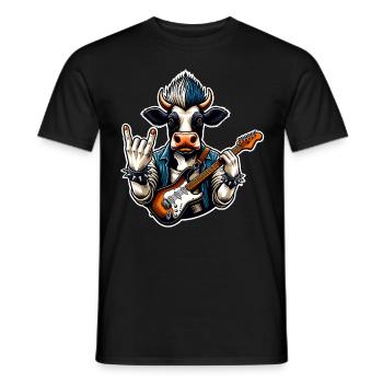 Kuh Rock and Roll Guitarist - Men's T-Shirt - black - Front - AI Model Male 178 light (178cm)