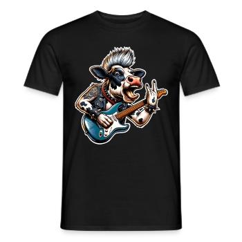 Kuh Rock and Roll Guitarist - Men's T-Shirt - black - Front - AI Model Male 178 light (178cm)