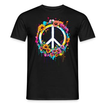 Peace Sign Love Peace Hippie 70s 60s - Men's T-Shirt - black - Front - AI Model Male 178 light (178cm)