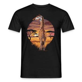 Giraffe in the Savannah – African Nature Art - Men's T-Shirt - black - Front - AI Model Male 178 light (178cm)