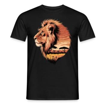 Lion majestueux – Savane africaine - T-shirt homme - noir - Devant - AI Model Male 178 light (178cm)
