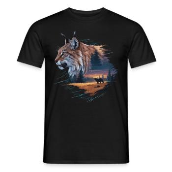 Luchs in der Wildnis – Mystische Naturkunst - Männer T-Shirt - Schwarz - Vorne - AI Model Male 178 light (178cm)