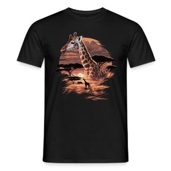 Giraffe in the evening sun – African savannah - Men's T-Shirt - black - Front - AI Model Male 178 light (178cm)