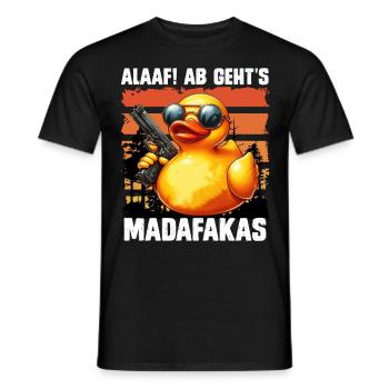 Karneval Ente ALAAF! AB GEHTS MADAFAKAS Lustiges - Männer T-Shirt - Schwarz - Vorne - AI Model Male 178 light (178cm)