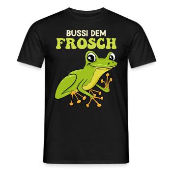 Froschkostüm BUSSI DEM FROSCH Lustiges Frosch - Männer T-Shirt - Schwarz - Vorne - AI Model Male 178 light (178cm)