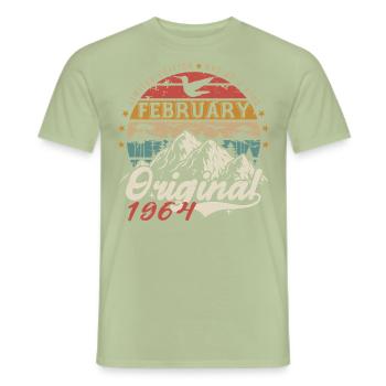 Geschenk zum 61. Geburtstag, geboren im Februar 1964 - Männer T-Shirt - Sage - Vorne - AI Model Male 178 light (178cm)