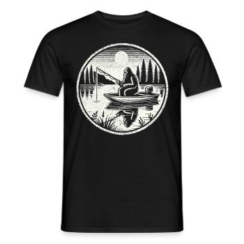 Fishing, Angler, Fisherman, Fishing, Bigfoot - Men's T-Shirt - black - Front - AI Model Male 178 light (178cm)