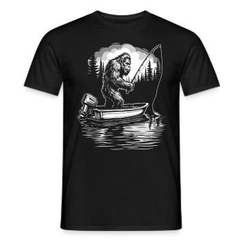 Fishing, Angler, Fisherman, Fishing, Bigfoot - Men's T-Shirt - black - Front - AI Model Male 178 light (178cm)