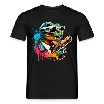 T Rex Dinosaur Water Gun - Men's T-Shirt - black - Front - AI Model Male 178 light (178cm)