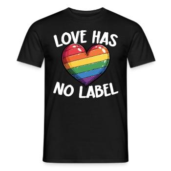 Liebe Hat Kein Etikett Lgbtq Stolz Herz - Männer T-Shirt - Schwarz - Vorne - AI Model Male 178 light (178cm)