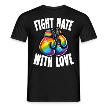 Fight Hate With Love Rainbow Boxing Gloves - Men's T-Shirt - black - Front - AI Model Male 178 light (178cm)