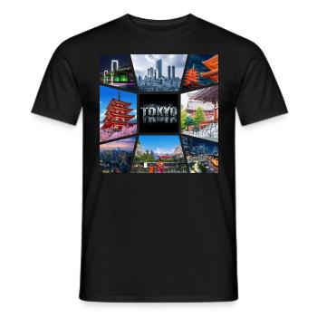 Tokyo Japan Asia Collage Skyline City Metropolis - Men's T-Shirt - black - Front - AI Model Male 178 light (178cm)