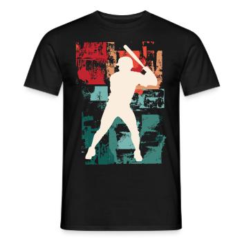 Baseball Joueur De Baseball Joueur Vintage Coloré - T-shirt homme - noir - Devant - AI Model Male 178 light (178cm)