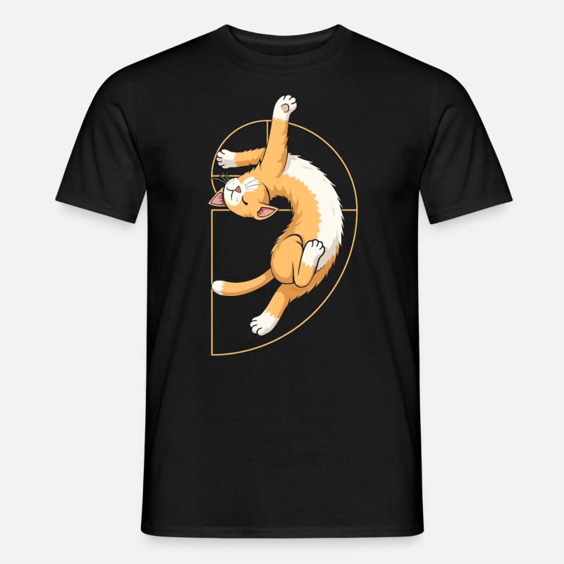 Fibonacci Spiral Cat - Männer T-Shirt - Schwarz
