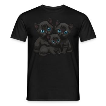 Blaue Augen Drei Katzen - Männer T-Shirt - Schwarz - Vorne - AI Model Male 178 light (178cm)