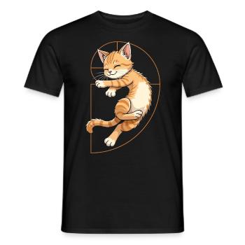 Fibonacci Cat - Men's T-Shirt - black - Front - AI Model Male 178 light (178cm)
