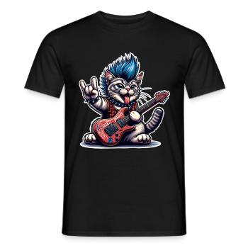 Cat Guitariste de Rock and Roll - T-shirt homme - noir - Devant - AI Model Male 178 light (178cm)