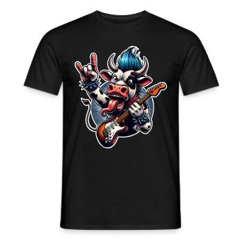 Kuh Rock and Roll Guitarist - Men's T-Shirt - black - Front - AI Model Male 178 light (178cm)