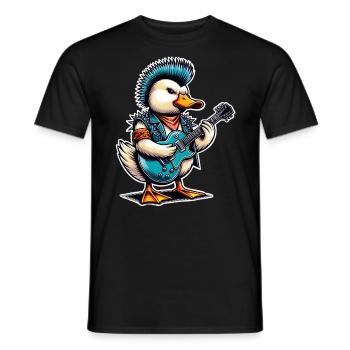 Duck Rock and Roll Guitarist - Men's T-Shirt - black - Front - AI Model Male 178 light (178cm)