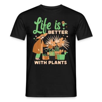 Plant Lover Gardening Life Is - Men's T-Shirt - black - Front - AI Model Male 178 light (178cm)