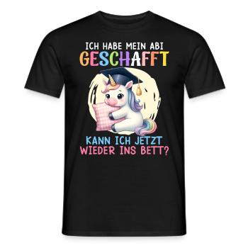 Abi HABE MEIN ABI GESCHAFFT KANN ICH INS BETT - Männer T-Shirt - Schwarz - Vorne - AI Model Male 178 light (178cm)