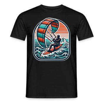 Kitesurfing Kitesurfer Kiteboard - T-shirt herr - svart - Fram - AI Model Male 178 light (178cm)