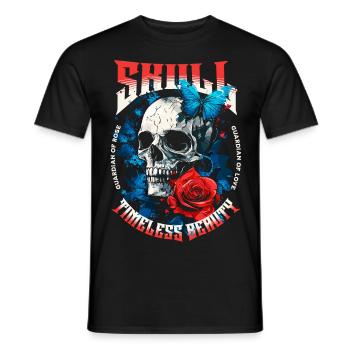 Totenkopf Totenschädel Schmetterling Rose Blume - Männer T-Shirt - Schwarz - Vorne - AI Model Male 178 light (178cm)