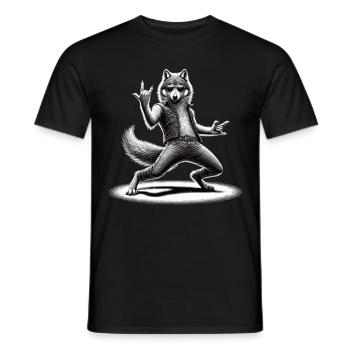Rockiger Wolf – Cool & Wild - Männer T-Shirt - Schwarz - Vorne - AI Model Male 178 light (178cm)