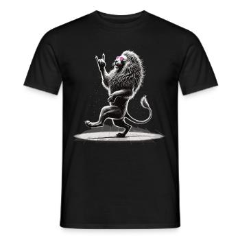 Lion à bascule – sauvage et libre - T-shirt homme - noir - Devant - AI Model Male 178 light (178cm)