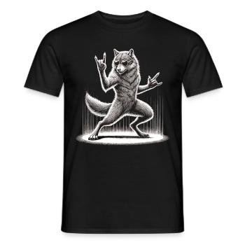Rocking Wolf – Sauvage et libre - T-shirt homme - noir - Devant - AI Model Male 178 light (178cm)