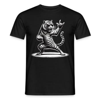 Tigre à bascule – sauvage et libre - T-shirt homme - noir - Devant - AI Model Male 178 light (178cm)