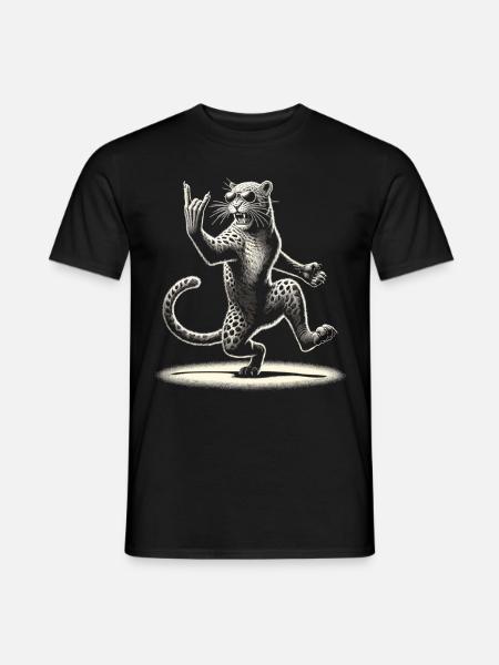 Rockiger Leopard – Wild & Laut - Männer T-Shirt - Schwarz