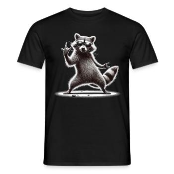 Rock-Waschbär – Metal und Coolness - Männer T-Shirt - Schwarz - Vorne - AI Model Male 178 light (178cm)