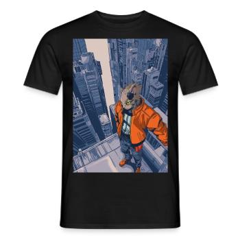 Cat Cyberpunk - T-shirt homme - noir - Devant - AI Model Male 178 light (178cm)
