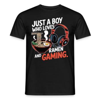 Gaming & Ramen – Zocken mit Geschmack - Männer T-Shirt - Schwarz - Vorne - AI Model Male 178 light (178cm)