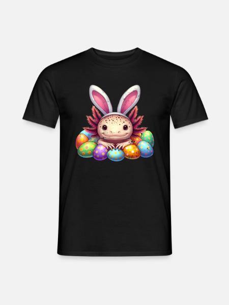 Oster Axolotl - Frohe Ostern - Männer T-Shirt - Schwarz