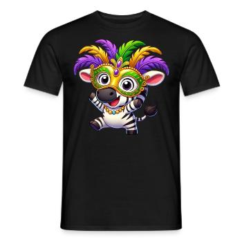 Mardi Gras Zebra Mask Carnival Disguise - Men's T-Shirt - black - Front - AI Model Male 178 light (178cm)