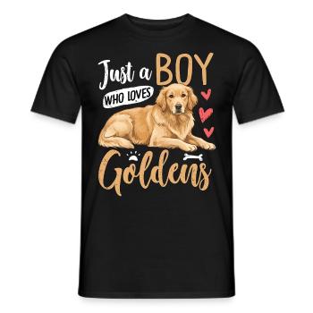 Just A Boy Who Loves Goldens - Men's T-Shirt - black - Front - AI Model Male 178 light (178cm)