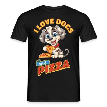 Dog I Love Dogs And Pizza Funny Funny Humor - Men's T-Shirt - black - Front - AI Model Male 178 light (178cm)
