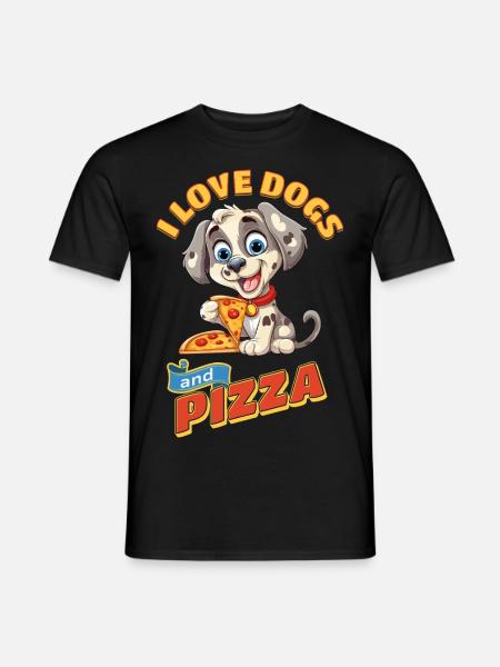 Hund I Love Dogs And Pizza Lustig Witzig Humor - Mænd T-shirt - sort