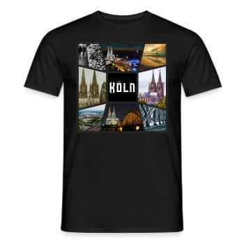 Cologne Skyline City Germany Collage Graffiti - Men's T-Shirt - black - Front - AI Model Male 178 light (178cm)